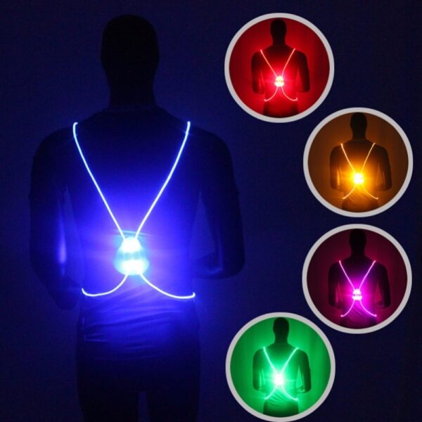 Muaj yeeb yuj Reflective LED Fiber Strap Vest Safety Vest Sab nraum zoov Cov Kev Ua Si Khiav Cycling Vest Harness Reflective Belt 1