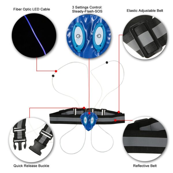 カラフルな反射型LEDファイバーストラップベスト安全ベストアウトドアスポーツランニングサイクリングベストハーネス反射ベルト3