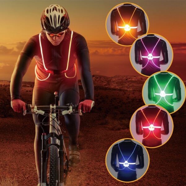 Colorful Reflective LED Fiber Strap Vest Safety Vest Outdoor Sports Running Cycling Vest Harness Reflective Belt