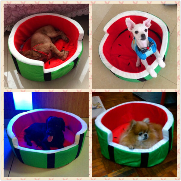 Cute Kennel House Warm Watermelon Modeling Dog Bed Mat Sofa Pet Cat Bed alang sa Mga Iro nga Prutas 5
