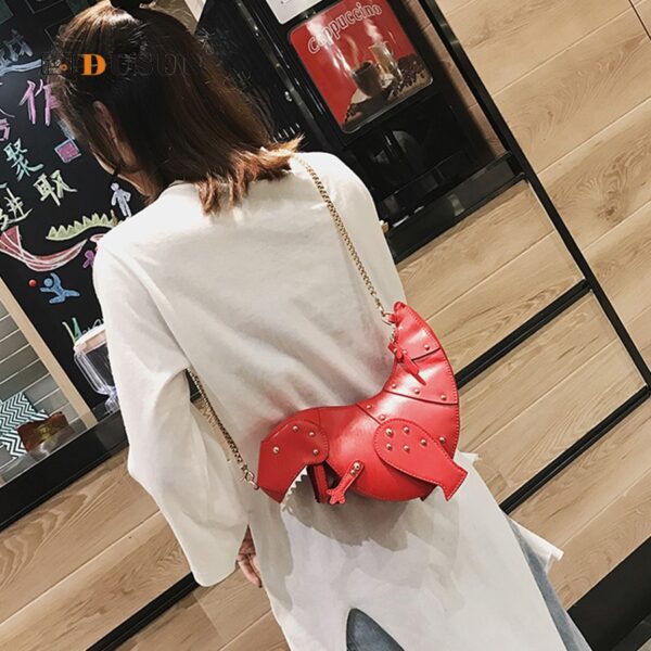 DUSUN Rivet Personality Dinosaur Design Fashion Leather Crossbody Mini Messenger Bag Women Chain Purse Female Shoulder 2