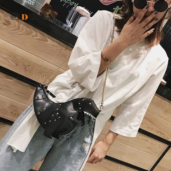 DUSUN Rivet Pearsa Dealbhadh Dineosaur Fasan Leathar Crossbody Mini Messenger Bag Women Chain Purse ghualainn boireann 4