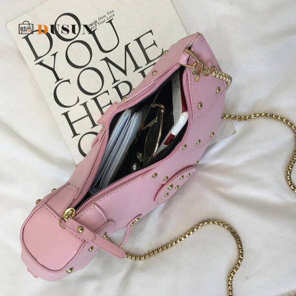 DUSUN Rivet Personality Dinosaurus Desain Fashion Kulit Crossbody Mini Messenger Bag Wanita Rantai Dompet Wanita Taktak 5