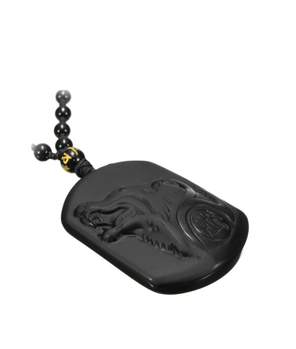 Whakataka Tukua Pango Obsidian Wolf Necklace Whakairo Wolf Head Amulet Pendant With Chain Obsidian Blessing Waimarie 4 1