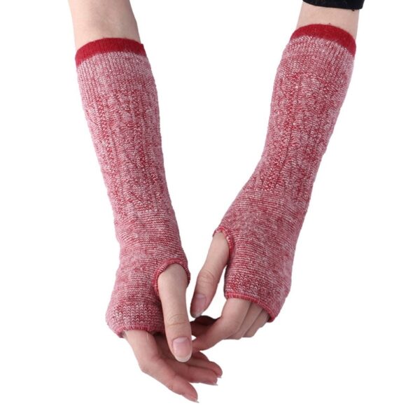 Guantes largos sin dedos a la moda, guantes suaves de invierno de punto cálido para medio dedo, guantes largos de lana, múltiples 1