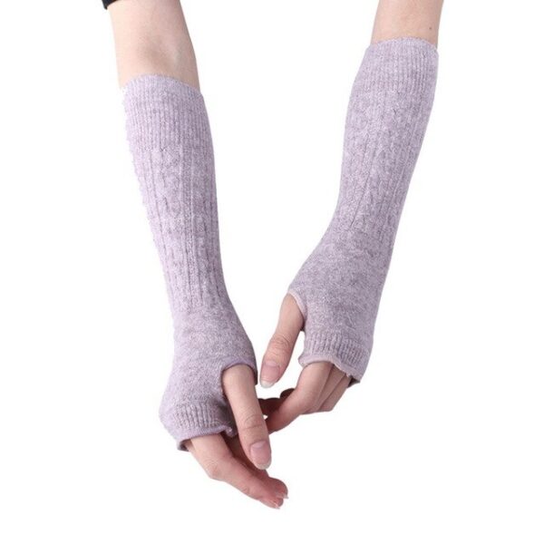 Модні довгі рукавички без пальців м'які жіночі зимові в'язані теплі рукавички на півпальця вовняні довгі рукавички кілька 10.jpg 640x640 10