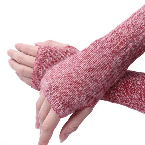 Fashion Long Fingerless Gloves Soft Women Winter Knitted Warm Half finger Gloves Wool Long Gloves Multiple 2