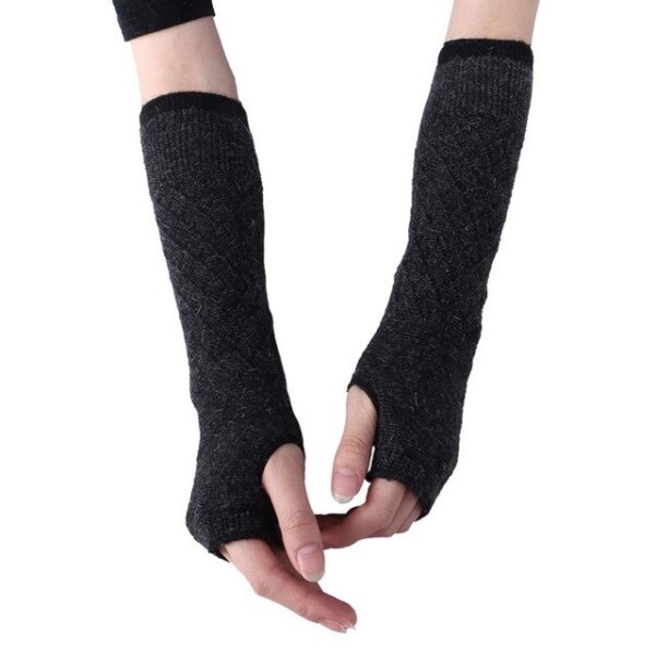 Модні довгі рукавички без пальців м'які жіночі зимові в'язані теплі рукавички на півпальця вовняні довгі рукавички кілька 2.jpg 640x640 2