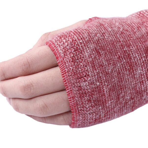 Guantes largos sin dedos a la moda, guantes suaves de invierno de punto cálido para medio dedo, guantes largos de lana, múltiples 3