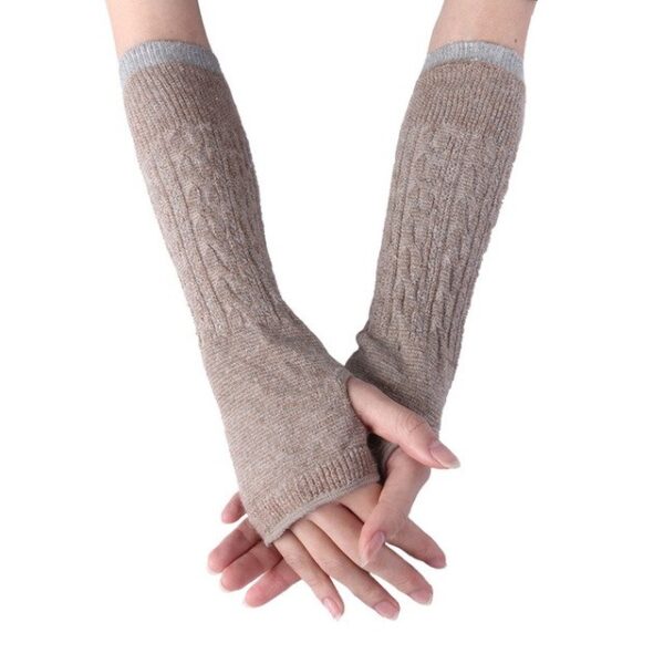 Fesyen Sarung Tangan Panjang Tanpa Jari Wanita Lembut Musim Sejuk Dikait Hangat Sarung Tangan Separuh Jari Sarung Tangan Panjang Bulu Berbilang 3.jpg 640x640 3