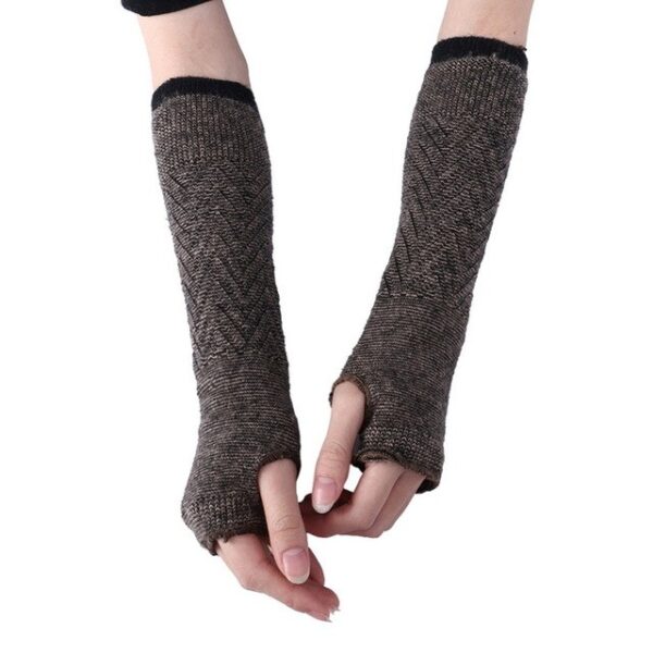 Модне дуге рукавице без прстију Меке женске плетене топле рукавице са пола прста Вунене дуге рукавице вишеструке 5.јпг 640к640 5