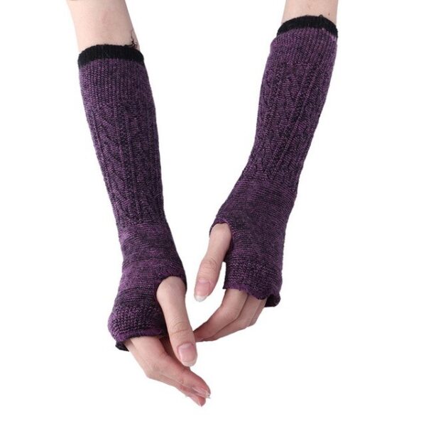 Модні довгі рукавички без пальців м'які жіночі зимові в'язані теплі рукавички на півпальця вовняні довгі рукавички кілька 8.jpg 640x640 8