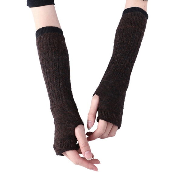 Guanti lunghi senza dita di moda Guanti lunghi da donna invernali tricotati caldi Guanti à mezu ditu in lana