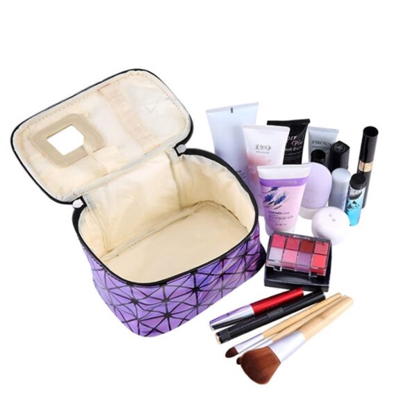 Faisean Mála Cosmaideacha Mná Taisteal Leathar PU Feidhmeach Make Up Riachtanach Eagraí Zipper Makeup Cás Pouch 1