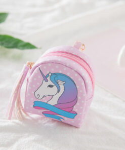 Fashion Women PU Unicorn Mini Wallet Card Key Holder Zip Coin Purse Clutch Bags 2