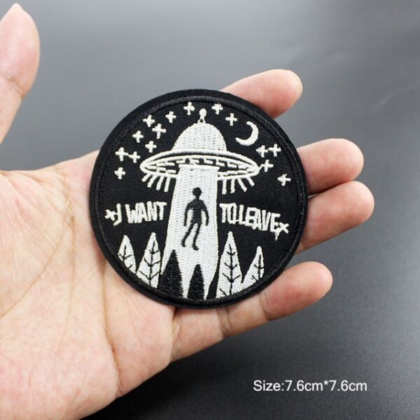 Fashion cool UFO Alien patches Embroidery iron on sewing for clothing Patches Round Badge stickers on 22.jpg 640x640 22