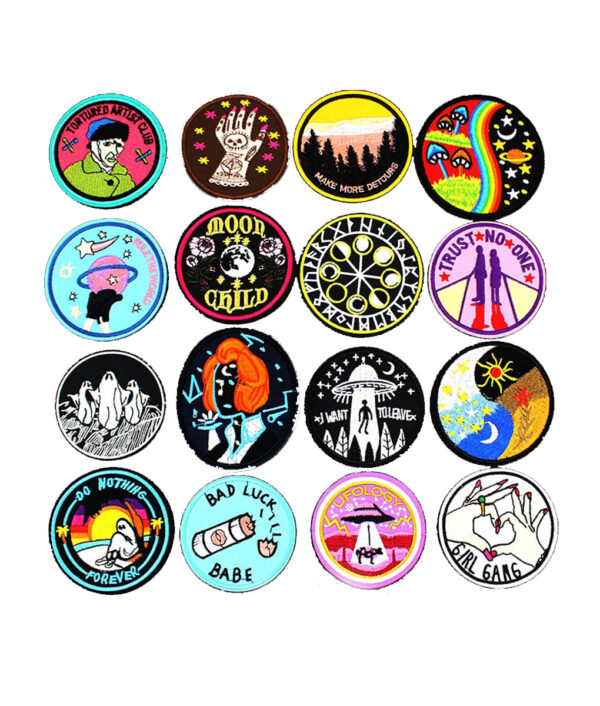 Fashion cool UFO Alien patches Embroidery iron on sewing for clothing Patches Round Badge stickers on 5