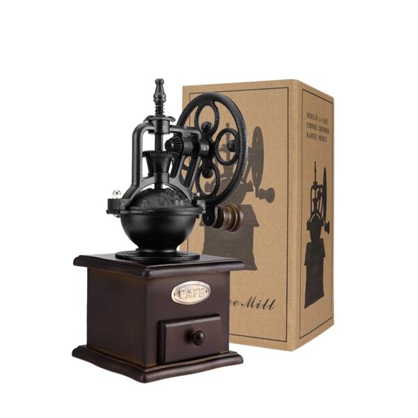 Ferris Wheel Design Vintage Manual Coffee Grinder With Ceramic Movement Retro Wooden Coffee Mill For Home 4