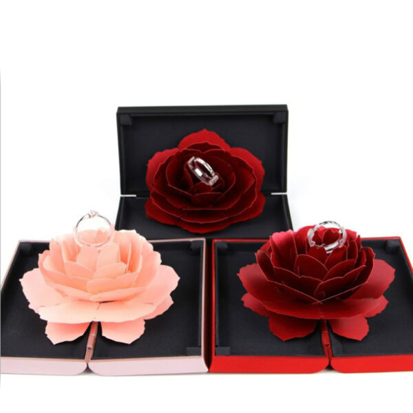 Foldable Rose Ring Box For Women 2019 Creative Jewel Storage Paper Case Small Gift Box For 4 1