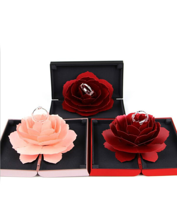 Foldable Rose Ring Box For Women 2019 Creative Jewel Storage Paper Case Small Gift Box For 4 1