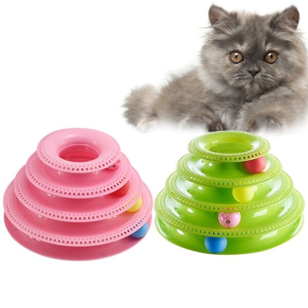 Nakatawa nga Mga Dulaan sa Binuhi nga Buhi nga Buang Crazy Ball Disk Interactive Amusement Plate Play Disc Trilaminar Turntable Cat Toy 1
