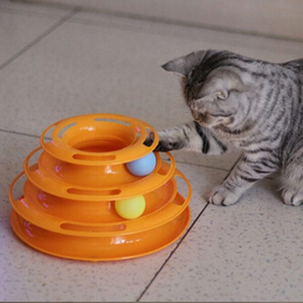 Nakatawa nga Mga Dulaan sa Binuhi nga Buhi nga Buang Crazy Ball Disk Interactive Amusement Plate Play Disc Trilaminar Turntable Cat Toy 5