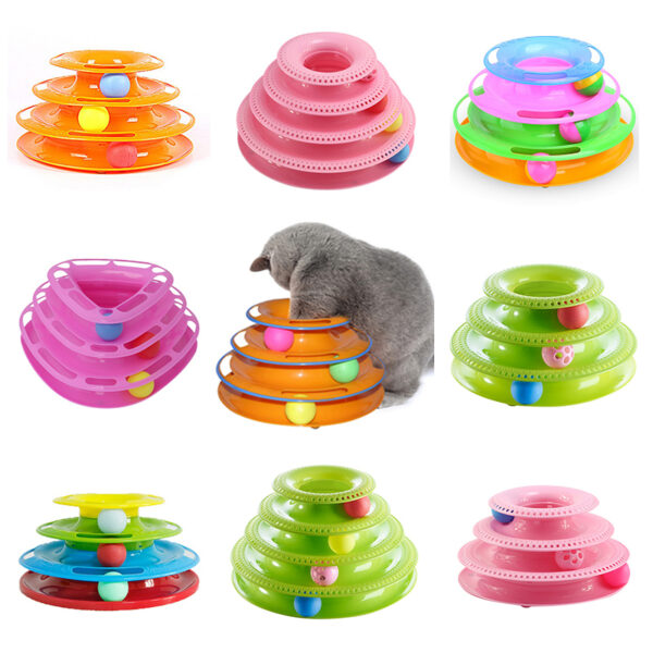 Kataw-anan nga Pet Toys Cat Crazy Ball Disk Interactive Amusement Plate Play Disc Trilaminar Turntable Cat Toy