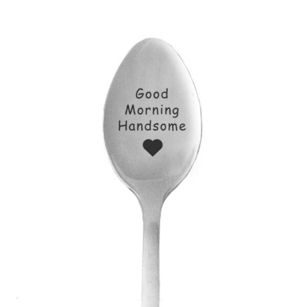 Gift for boyfriend Stainless Steel Spoon Good morning handsome beautiful girlfriend present valentines day gift anniversary 1