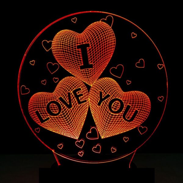 Regalo alang sa hinigugma nga GUSTO KO IKAW kolor nga 3D Hologram Lamp USB Acrylic Lights party pabor sa Valentine 3
