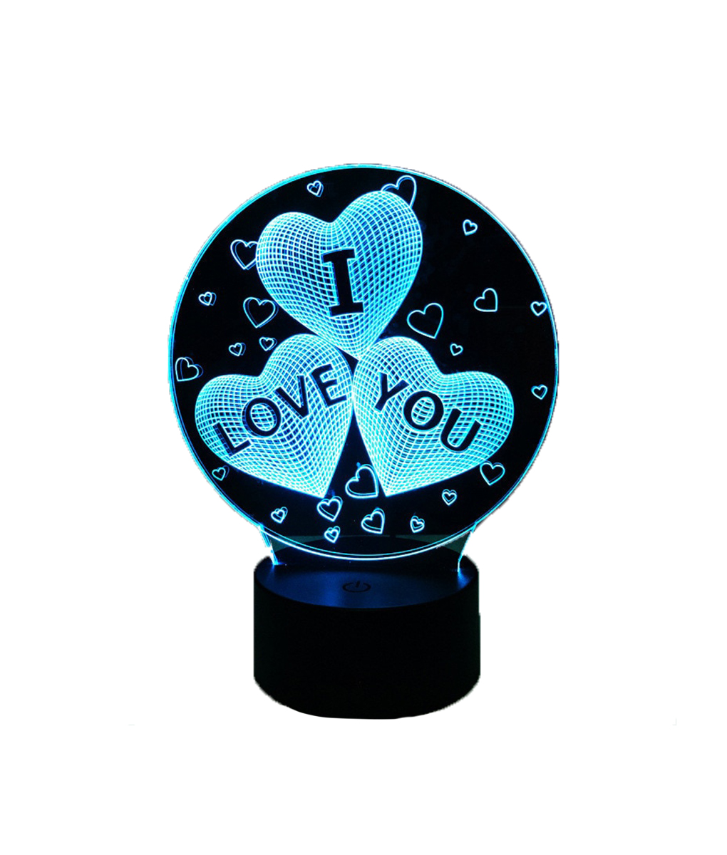 BCP 7-Color 3D I Love You LED Night Light Illusion Lamp w/ Touch Switch 