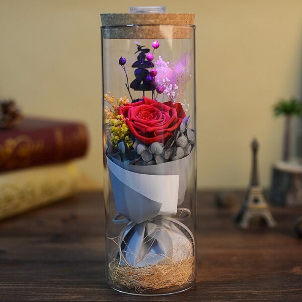 Glowing Preserved Red Rose Glass with Remote Control Valentines Gifts 265653 2