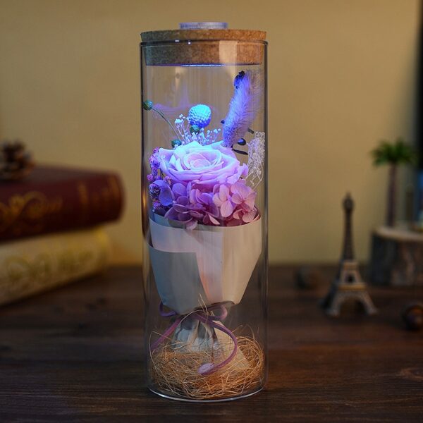 Glowing Preserved Red Rose Glass with Remote Control Valentines Gifts 265653 3