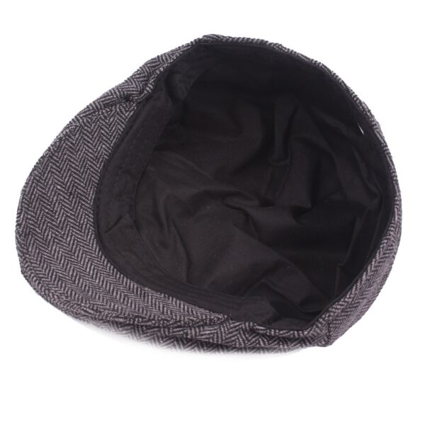 HT1100 New Fashion Wool Felt Mens Berets Winter Warm Striped Flat Caps High Quality Cabbie Newsboy 3