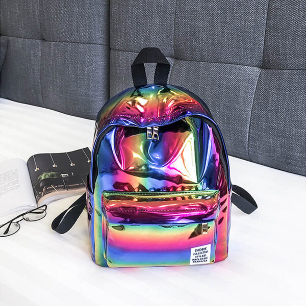 Holographic Glitter Women Backpack For Girls Bag School Laser Silver Book Backpack College Rucksack Mochilas Mujer 1