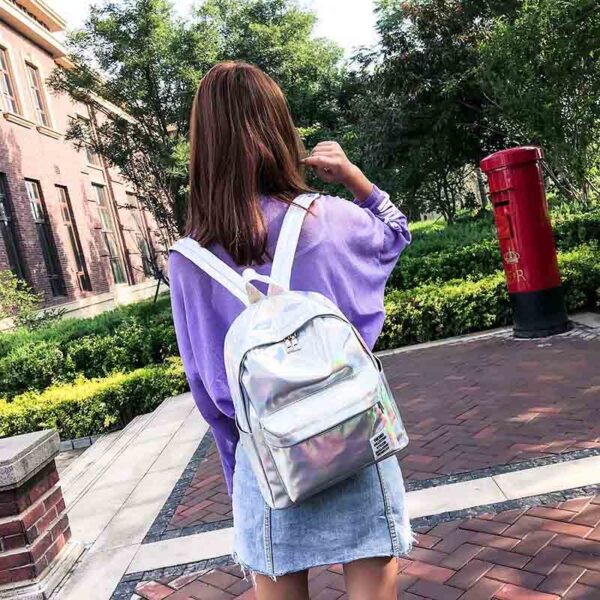 Holographic Glitter Women Backpack For Girls Bag School Laser Silver Book Backpack College Rucksack Mochilas Mujer 4