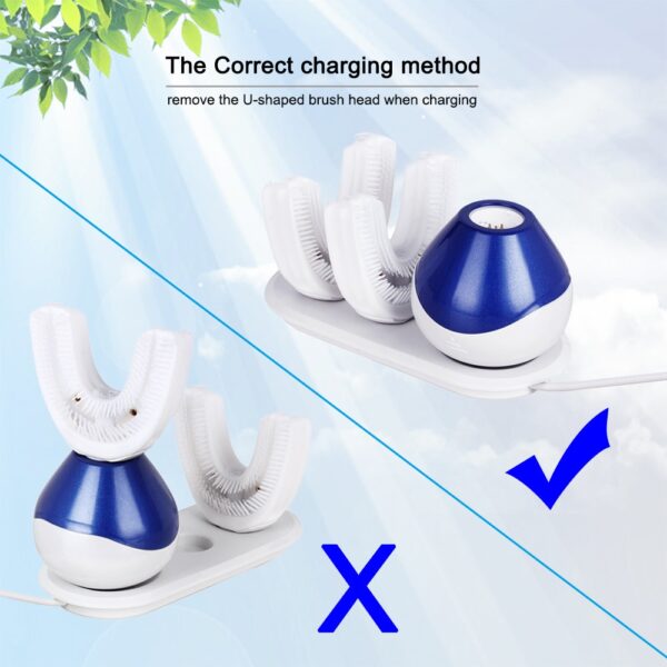 Hot 360 Degrees Automatic Sonic Electric Toothbrush Ultrasonic U Shape Toothbrush USB Rechargeable Double Heads 15 5