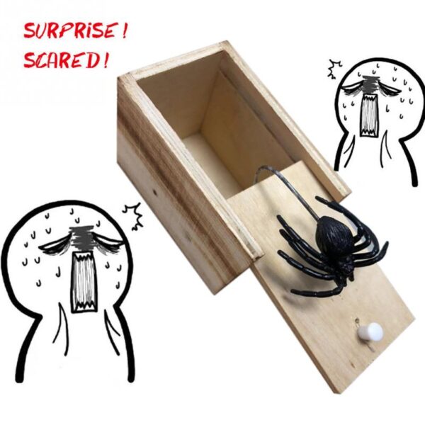 Hot Sale New Surprise Animals Spider Loma in Wooden Box Gag Gift Practical Funny Joke Prank 3