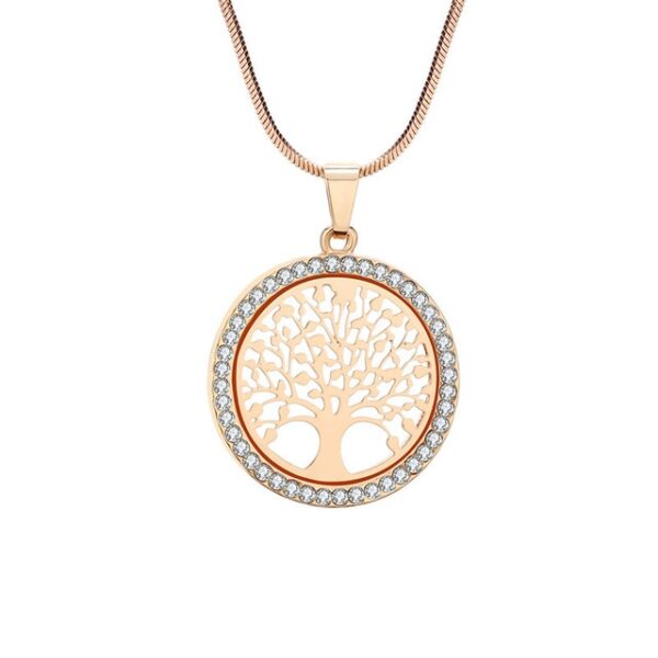 Hot Tree of Life Crystal Round Small Pendant Necklace Gold Silver Colors Bijoux Collier Elegant