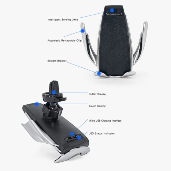 IR Automatic Clamping Qi Wireless Car Charger Air Vent Phone Holder Charging Mount Bracket For iphone 1