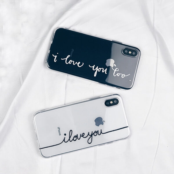 LACK Letter Print Lovers Phone Case for iphone X Case Ultra thin Soft TPU Clear Back 3 1