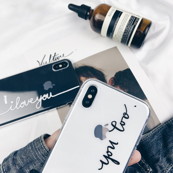 LACK Letter Print Lovers telefontok iphone X tokhoz Ultra vékony, puha TPU átlátszó hátlap 4 1