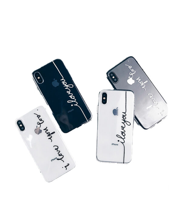 LACK Letter Print Lovers Phone Case For iphone X Case အတွက် အလွန်ပါးလွှာသော Soft TPU Clear Back 6