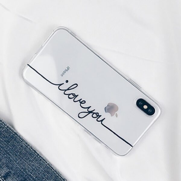 LACK Letter Print Lovers telefontok iphone X tokhoz Ultra vékony, puha TPU átlátszó