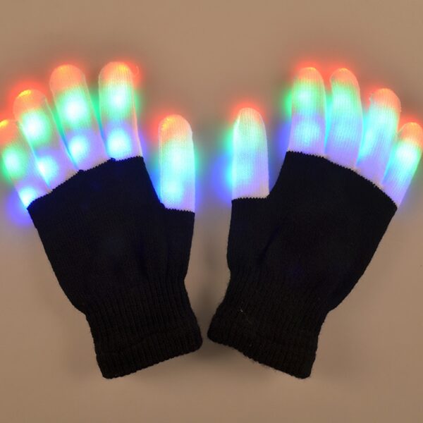 LED Flashing Finger Glove Glowing Luminous Light up Cotton Hand Gloves Colorful Lighting Glow Mittens Toy