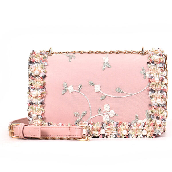 Lace Flowers Women bag 2018 New handbag High quality PU Leather Sweet Girl Square bag Flower 1