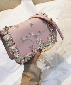 Lace Flowers Women bag 2018 New handbag High quality PU Leather Sweet Girl Square bag Flower 1.jpg 640x640 1