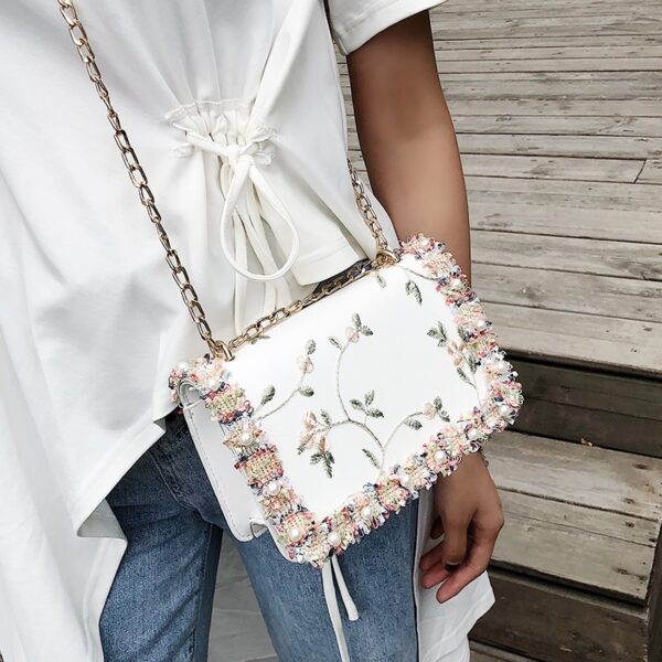 Çenteya Jinan a Lace Flowers 2018 Çenteya nû ya bi kalîte PU Çermê Sweet Girl Square Bag Flower 3