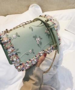 Lace Flowers Women bag 2018 New handbag High quality PU Leather Sweet Girl Square bag Flower.jpg 640x640