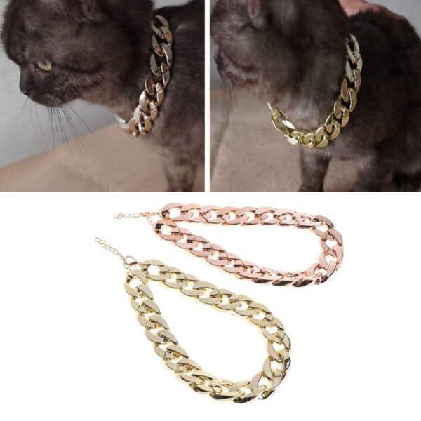 Let s Pet Pet Necklace Thick Gold Chain Plated Plastic Identified Safety Collar Puppy Dogs 1