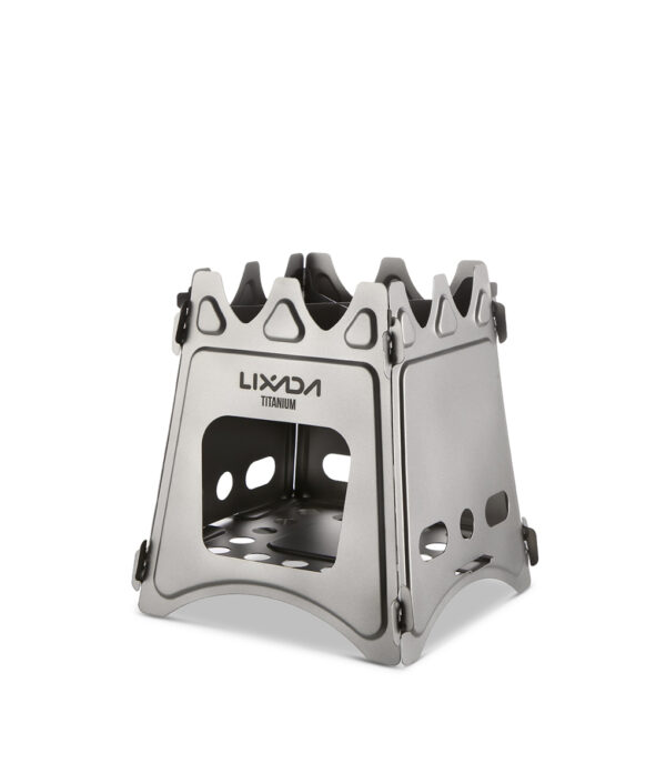 Lixada Lightweight Titanium Wood Stove Camping Stove BBQ Picnic Furnace Compact Folding Wood Stove ya Panja 6